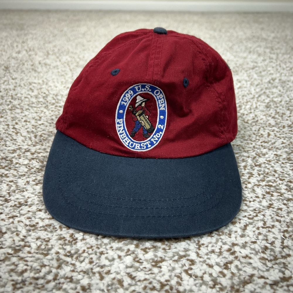 Vintage US Open Hat Cap 1999 Pinehurst No. 2 Strap Back Red Blue USGA Golf